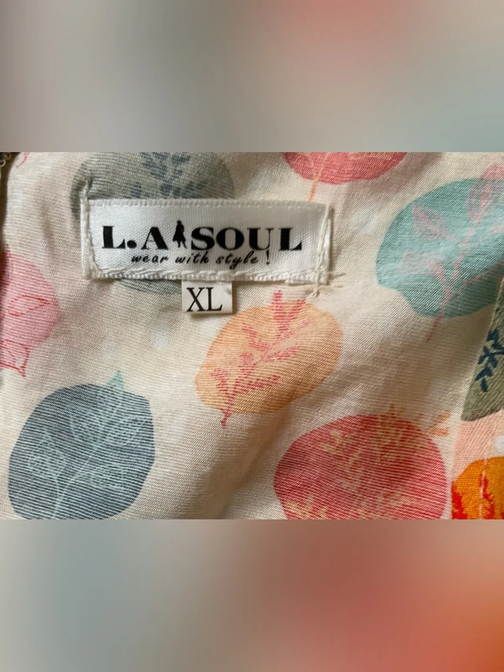 L.A. Soul 100% Cotton Leaf Print Sleeveless Fit Flare Dress XL Retro Botanical